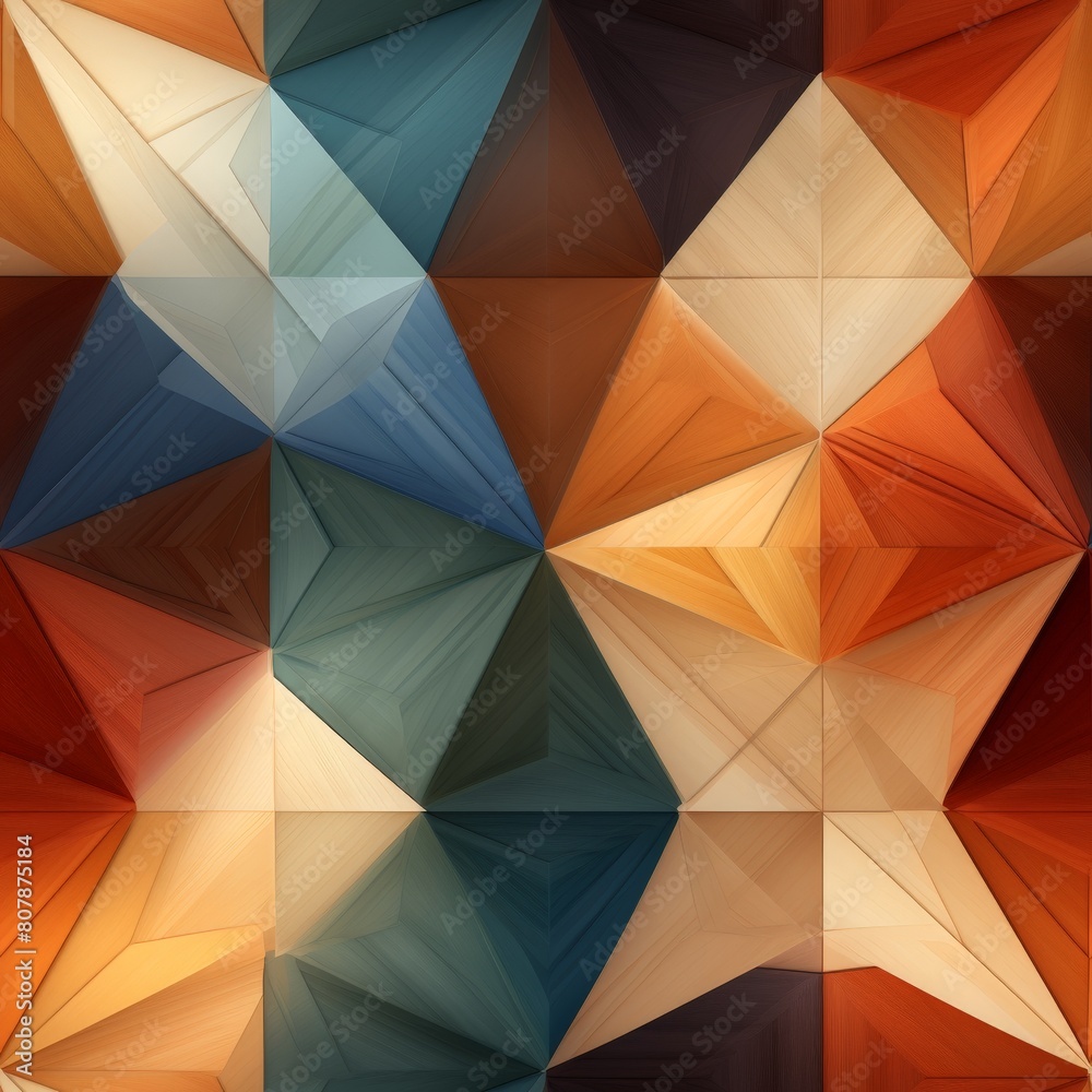 Poster Array of vibrant triangles in various colors creating an abstract and dynamic background