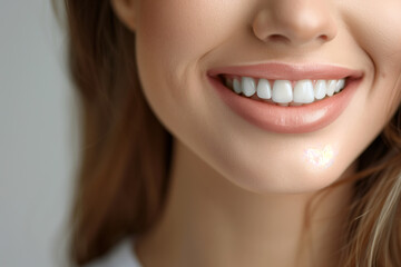 close up woman's smile with white teeth