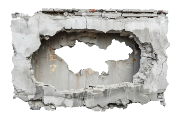 whole is beton wall isolated on white or transaprent png