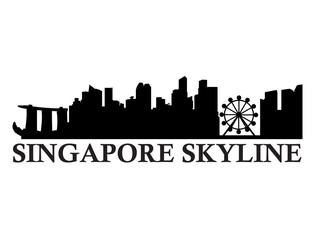 Naklejka premium Singapore City skyline silhouette vector art