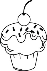 illustration of cupcake outline white on background vector