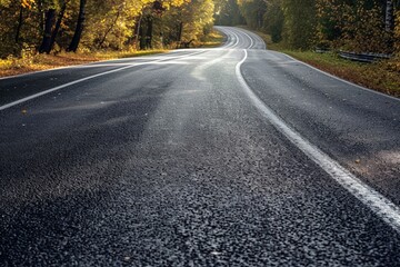 Fototapeta premium Close-up,Empty asphalt road highway background. Beautiful simple AI generated image in 4K, unique.