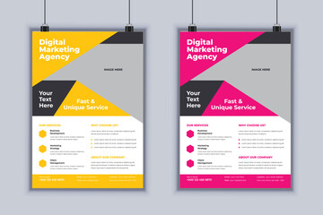 Digital Marketing Agency Corporate Flyer Design Vector Template

