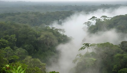 A tropical rainforest cascading down to meet the s upscaled 2