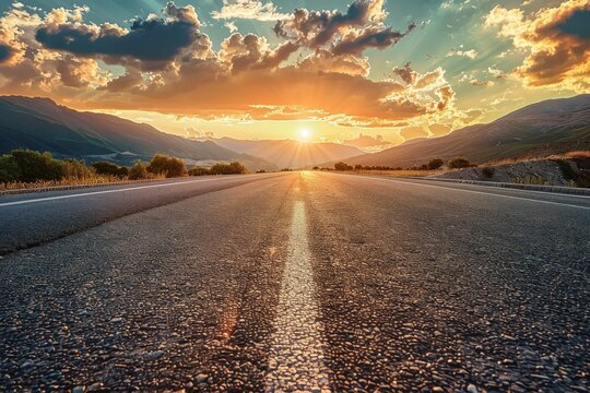 Close-up,Empty asphalt road highway background. Beautiful simple AI generated image in 4K, unique.