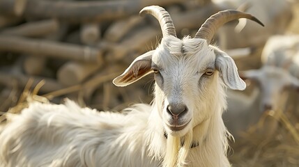 white goat in farm ready for eid al adha