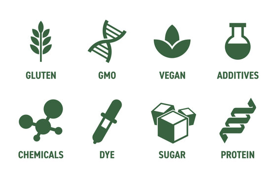 Icons collection for food labeling - monochrome