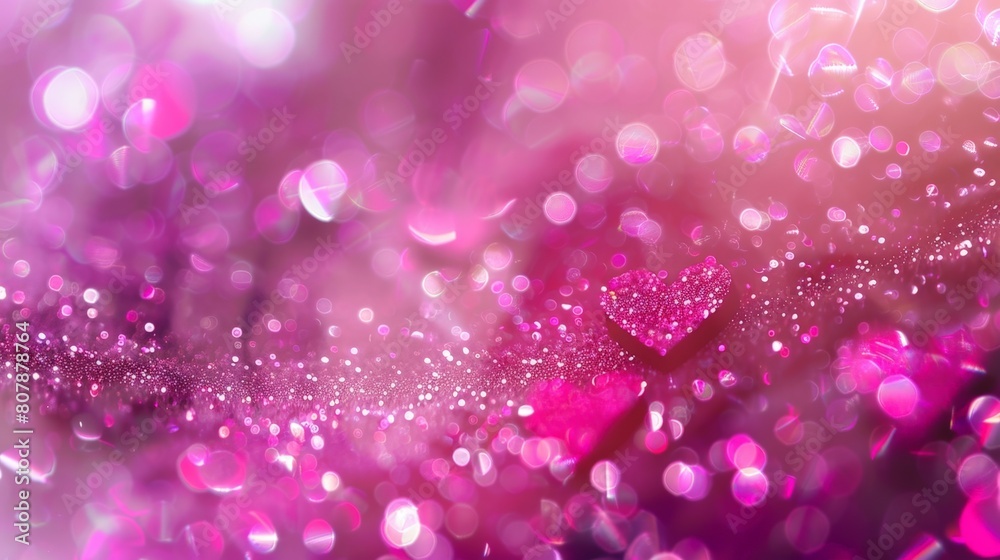 Sticker Pink background filled with bokeh lights and sparkling particles creating a dreamy and festive atmosphere