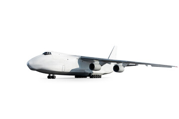 White wide body transport cargo aircraft isolated
