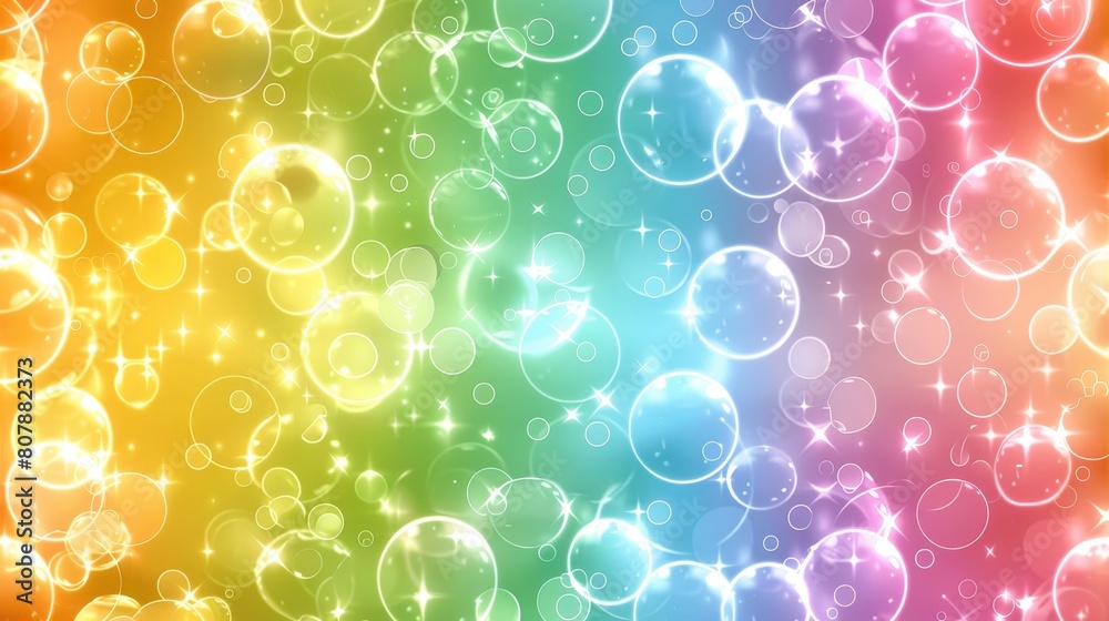 Aufkleber multicolored bubbles reflecting a rainbow spectrum on a vibrant background
