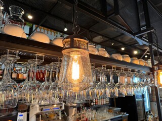modern vintage lighting in a bar