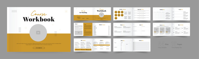 Course workbook design daily planner book layout template.