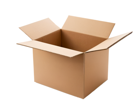 cardboard box closeup on transparent background