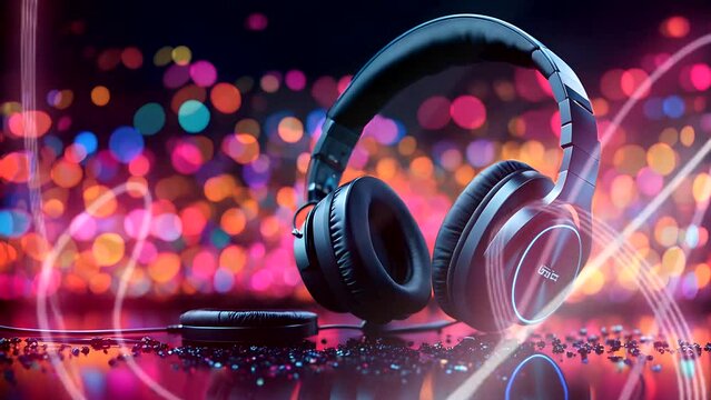 headphones on abstract background