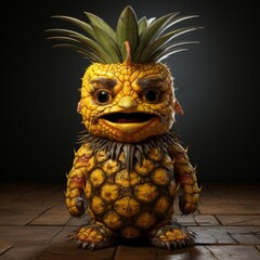 cute mascot of pineapple fruit
