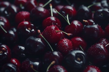 cherries with water droplets