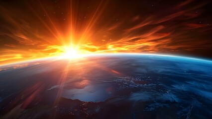 Fototapeta premium Exploring the Beauty of Earth's Atmosphere Through Dynamic Clouds at Sunrise. Concept Nature Photography, Sunrise Scenes, Cloud Formations, Earth's Atmosphere, Outdoor Photoshoot