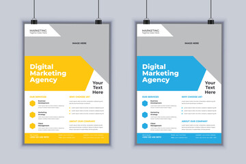 Digital Marketing Agency Corporate Flyer Design Vector Template
