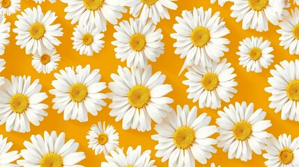 Bright Daisy Pattern on Yellow Background: Vibrant Floral Design
