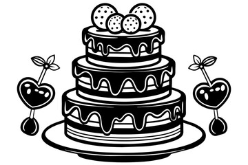 3-set-salt-design-of-a-3-tier-cake--decorated-with vector illustration