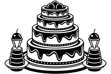 set-salt-design-of-a-3-tier-cake--decorated-with   vector illustration