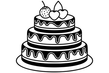 almond-joy-design-of-a-3-tier-cake--decorated-with  vector illustration