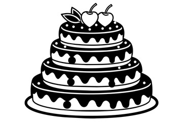 almond-joy-design-of-a-3-tier-cake--decorated-with vector illustration