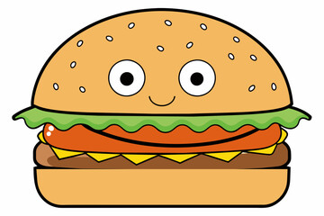 a-hamburger-sandwich--silhouette-white-background vector illustration