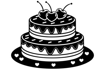 almond-joy-design-of-a-3-tier-cake--decorated-with vector illustration