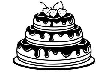 almond-joy-design-of-a-3-tier-cake--decorated-withe vector illustration