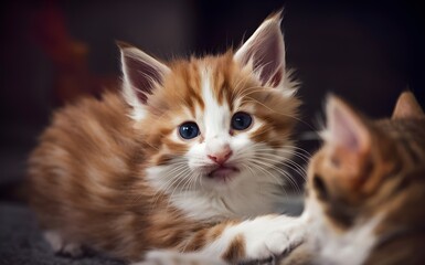 Cute kitten  close-up portrait, in playful and curious mood.
