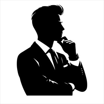 recommend clip art: A man Thinking silhouette vector, tension man, silhouette, black color,
