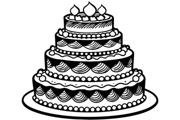  four-set-birthday-cake vector illustration 