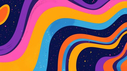 Obraz premium A vibrant abstract background featuring a variety of bright colors and wavy lines creating a dynamic and energetic composition