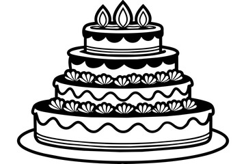  four-set-birthday-cake   vector illustration 