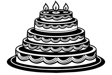  four-set-birthday-cake  vector illustration 