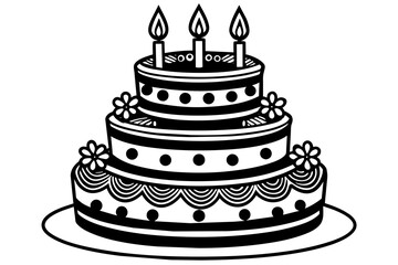  four-set-birthday-cake   vector illustration 