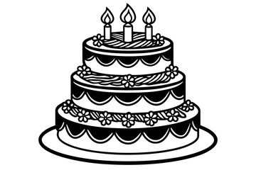 four-set-birthday-cake  vector illustration 