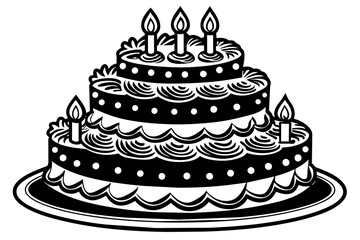 four-set-birthday-cake  vector illustration 
