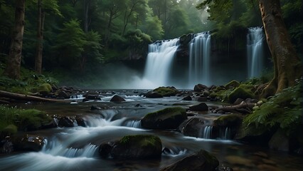 Enchanted Cascades: Forest Waterfall Wonder