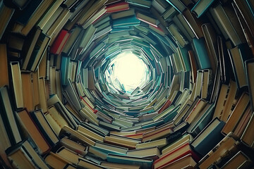 abstract background with circles, books