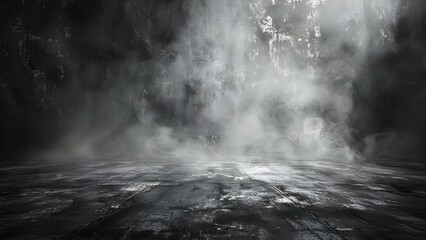 Abstract grunge background: Dark concrete floor texture with misty haze. Concept Grunge...