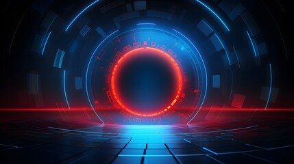 
red and blue Abstract technology background circles digital hi-tech technology design background. concept innovation. vector illustration