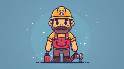 A cartoon character with a hard hat and fire hydrant, AI
