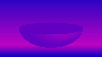Abstract 3D half sphere podium on blur pink blue purple color gradient vector background. backdrop. Luxury template Neon light. Digital presentation round scene. Showcasing products or presentations.