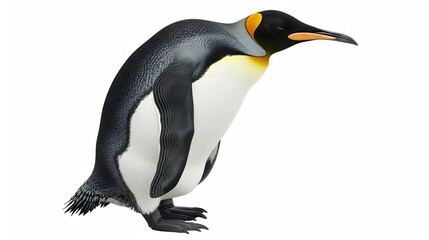 Fototapeta premium Emperor penguin standing on a white background