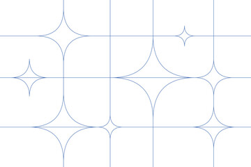 Vector seamless pattern. Blue graphic background. Simple linear forms. Abstract background with blue lines. Suitable for wallpaper, greeting card, print
