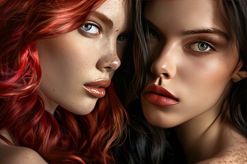 two beautiful women portrait