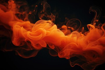 Orange smoke on black background. Color smoke. Water splash. Cosmic stardust.