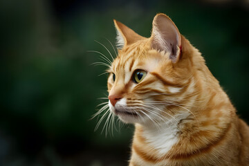 Majestic Orange Tabby Cat Portrait with Intense Green Eyes in Natural Setting